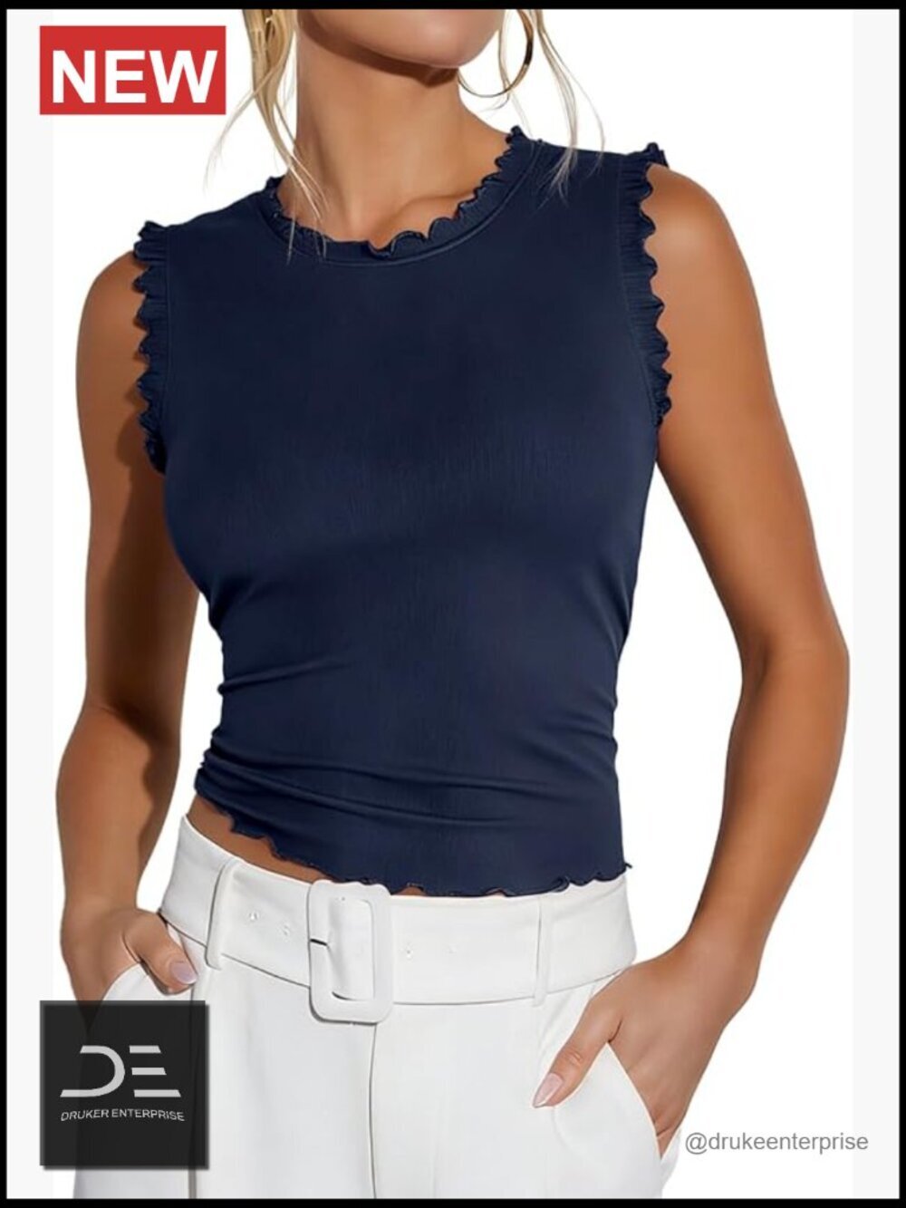 Ribbed Knit Sleeveless Tank Top Casual Blouse